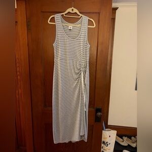 CAbi Gray and White Striped Maxi Dress
